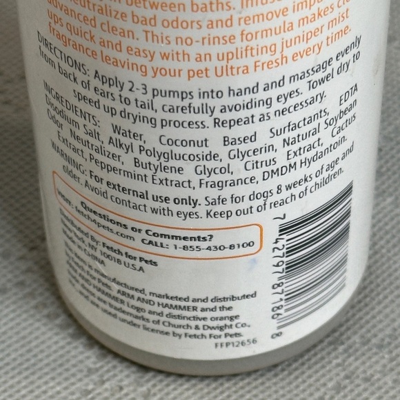 Ultra Fresh Dog No-Rinse Deodorizing Foam for Dogs in Juniper Mint Scent Natural - Picture 6 of 8